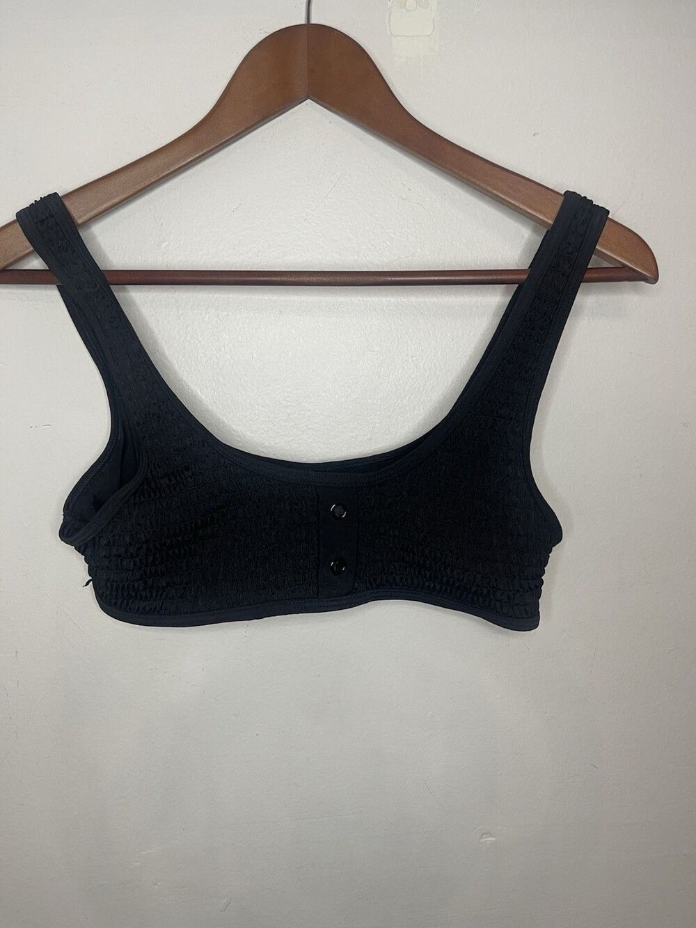 Kendall And Kylie Black Textured Swim Top Medium